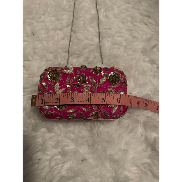 5 Elements by Radhika Gupta Pink Clutch Purse with Chain NWT - Picture 5 of 9